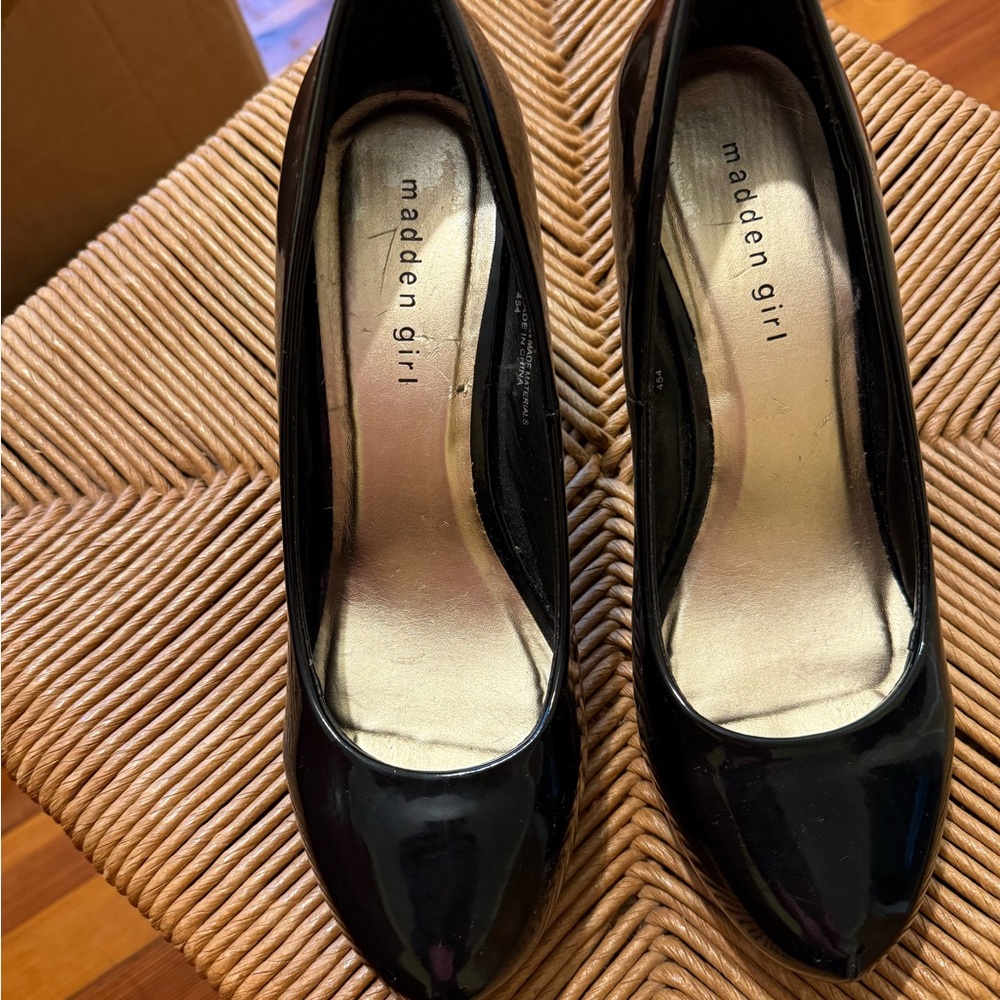 Madden Girl Glossy Black Heels